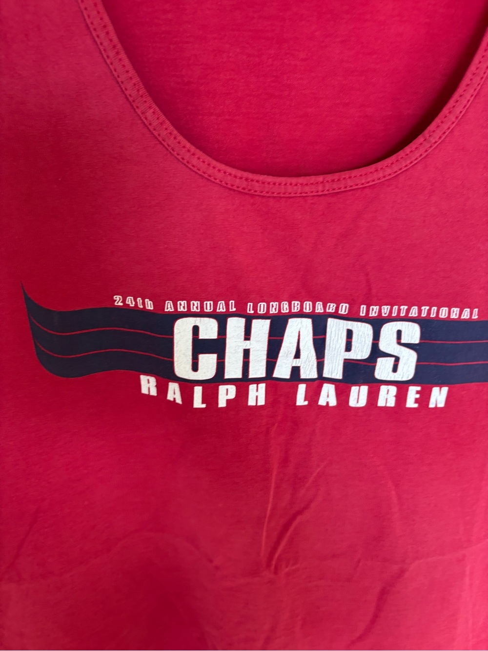 Y2K Ralph Lauren Chaps Red Tank Top with Navy and White Logo